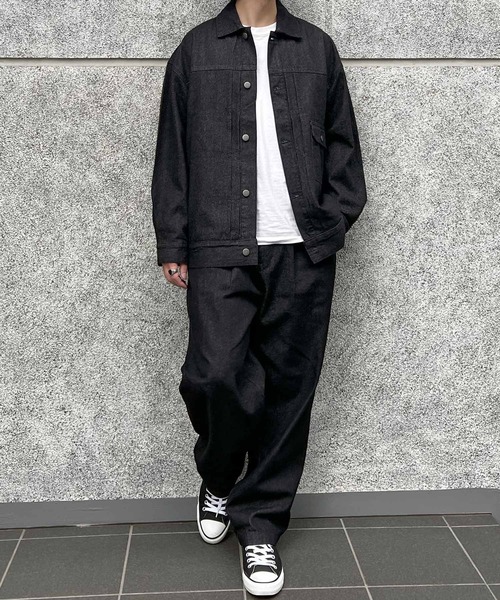 CERCA(チェルカ)の「【BEL】10ozデニム ビッグシルエット リラックスジャケット/イージーパンツ セットアップ(BG/)(セットアップ・メンズ・ブラック/インディゴブルー・MEDIUM/LARGE)」の13枚目の写真