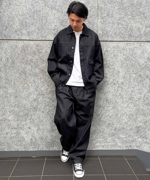 CERCA(チェルカ)の「【BEL】10ozデニム ビッグシルエット リラックスジャケット/イージーパンツ セットアップ(BG/)(セットアップ・メンズ・ブラック/インディゴブルー・MEDIUM/LARGE)」の3枚目の写真