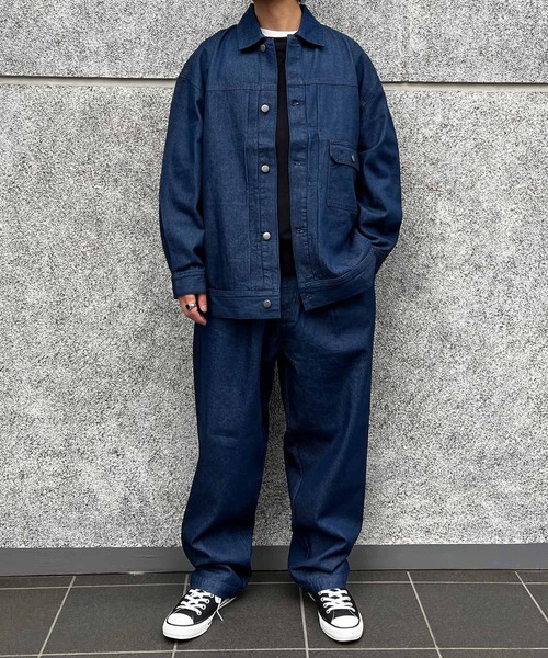 CERCA(チェルカ)の「【BEL】10ozデニム ビッグシルエット リラックスジャケット/イージーパンツ セットアップ(BG/)(セットアップ・メンズ・ブラック/インディゴブルー・MEDIUM/LARGE)」の12枚目の写真