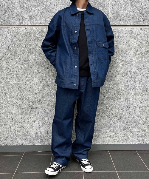 CERCA(チェルカ)の「【BEL】10ozデニム ビッグシルエット リラックスジャケット/イージーパンツ セットアップ(BG/)(セットアップ・メンズ・ブラック/インディゴブルー・MEDIUM/LARGE)」の8枚目の写真
