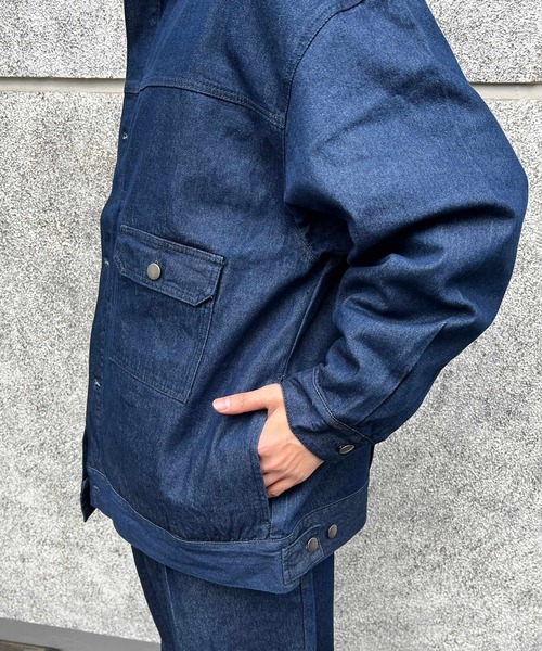 CERCA(チェルカ)の「【BEL】10ozデニム ビッグシルエット リラックスジャケット/イージーパンツ セットアップ(BG/)(セットアップ・メンズ・ブラック/インディゴブルー・MEDIUM/LARGE)」の14枚目の写真