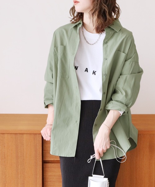 reca（レカ）の「コットンミリタリーシャツ（シャツ/ブラウス・レディース・オフホワイト/カーキ/ブルー・FREE）」の2枚目の写真