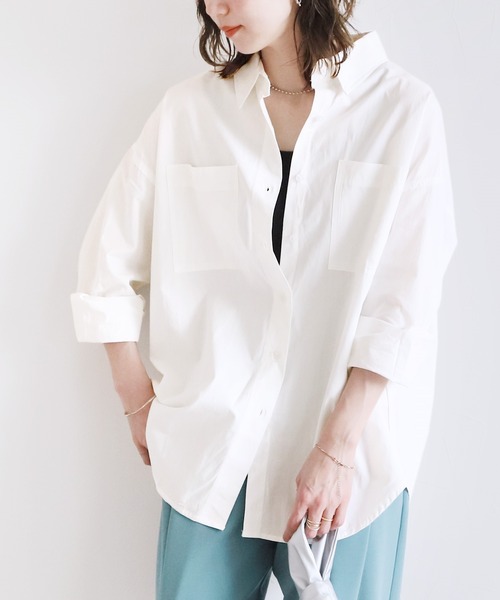 reca（レカ）の「コットンミリタリーシャツ（シャツ/ブラウス・レディース・オフホワイト/カーキ/ブルー・FREE）」の6枚目の写真