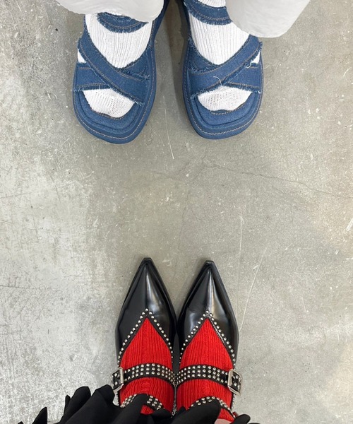 Jeffrey Campbell(ジェフリーキャンベル)の「ソックス(ソックス/靴下・レディース・ブラック/レッド/ホワイト・M)」の8枚目の写真