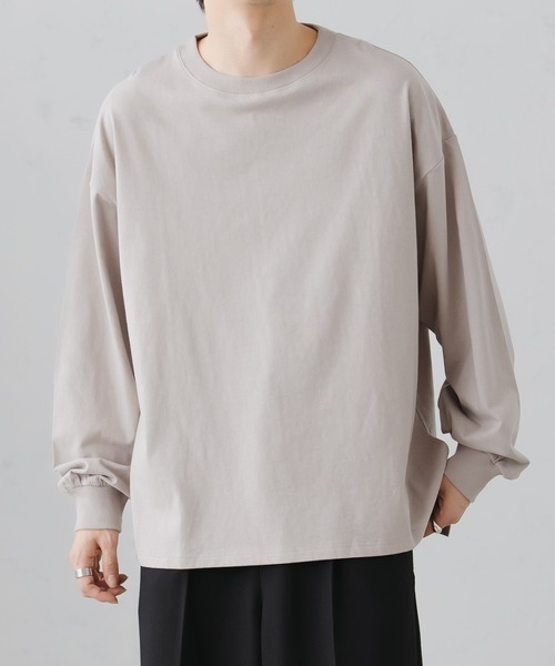 epnok（エプノック）の「ベーシックルーズロンTee（Tシャツ/カットソー・メンズ・ブラック/グレイッシュベージュ/オフホワイト/グレイッシュブルー・SMALL/MEDIUM/LARGE）」の3枚目の写真