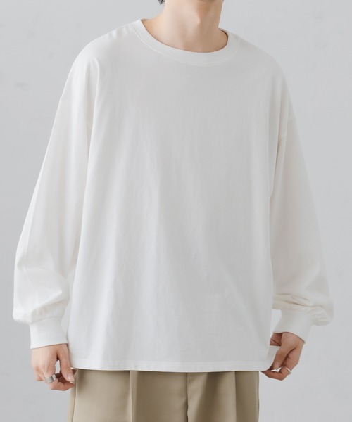 epnok（エプノック）の「ベーシックルーズロンTee（Tシャツ/カットソー・メンズ・ブラック/グレイッシュベージュ/オフホワイト/グレイッシュブルー・SMALL/MEDIUM/LARGE）」の2枚目の写真