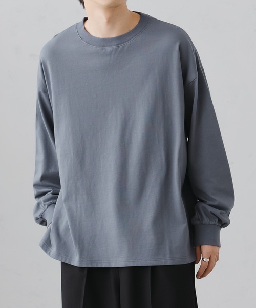 epnok（エプノック）の「ベーシックルーズロンTee（Tシャツ/カットソー・メンズ・ブラック/グレイッシュベージュ/オフホワイト/グレイッシュブルー・SMALL/MEDIUM/LARGE）」の4枚目の写真