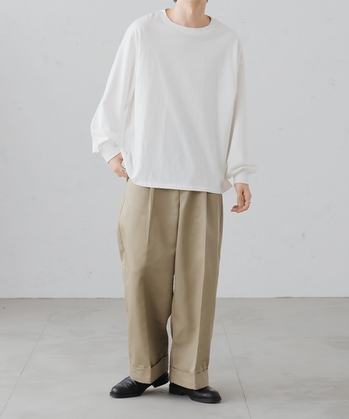 epnok（エプノック）の「ベーシックルーズロンTee（Tシャツ/カットソー・メンズ・ブラック/グレイッシュベージュ/オフホワイト/グレイッシュブルー・SMALL/MEDIUM/LARGE）」の20枚目の写真