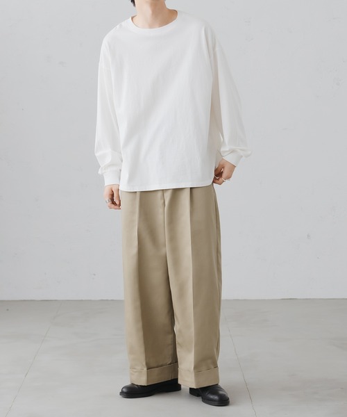epnok（エプノック）の「ベーシックルーズロンTee（Tシャツ/カットソー・メンズ・ブラック/グレイッシュベージュ/オフホワイト/グレイッシュブルー・SMALL/MEDIUM/LARGE）」の19枚目の写真