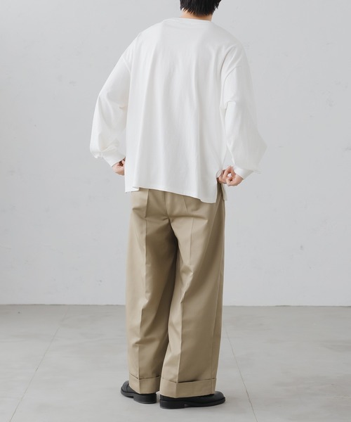 epnok（エプノック）の「ベーシックルーズロンTee（Tシャツ/カットソー・メンズ・ブラック/グレイッシュベージュ/オフホワイト/グレイッシュブルー・SMALL/MEDIUM/LARGE）」の22枚目の写真