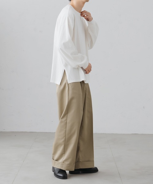 epnok（エプノック）の「ベーシックルーズロンTee（Tシャツ/カットソー・メンズ・ブラック/グレイッシュベージュ/オフホワイト/グレイッシュブルー・SMALL/MEDIUM/LARGE）」の21枚目の写真