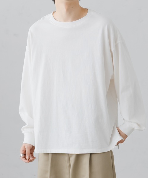 epnok（エプノック）の「ベーシックルーズロンTee（Tシャツ/カットソー・メンズ・ブラック/グレイッシュベージュ/オフホワイト/グレイッシュブルー・SMALL/MEDIUM/LARGE）」の15枚目の写真