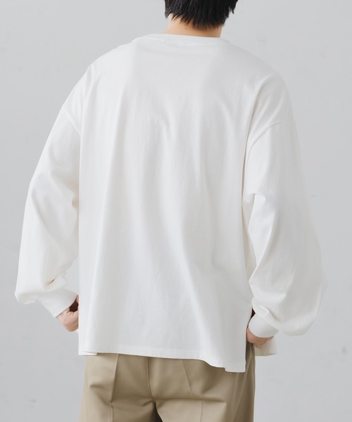 epnok（エプノック）の「ベーシックルーズロンTee（Tシャツ/カットソー・メンズ・ブラック/グレイッシュベージュ/オフホワイト/グレイッシュブルー・SMALL/MEDIUM/LARGE）」の18枚目の写真