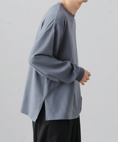 epnok（エプノック）の「ベーシックルーズロンTee（Tシャツ/カットソー・メンズ・ブラック/グレイッシュベージュ/オフホワイト/グレイッシュブルー・SMALL/MEDIUM/LARGE）」の6枚目の写真