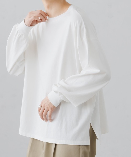 epnok（エプノック）の「ベーシックルーズロンTee（Tシャツ/カットソー・メンズ・ブラック/グレイッシュベージュ/オフホワイト/グレイッシュブルー・SMALL/MEDIUM/LARGE）」の16枚目の写真