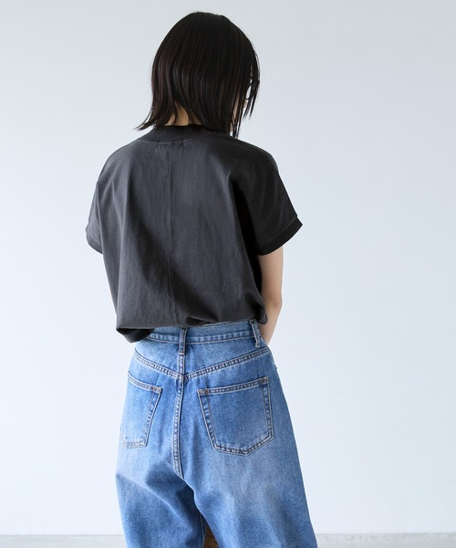 U.S. POLO ASSN.（ユーエスポロアッスン）の「U.S. POLO ASSN. /ユーエスポロアッスン 別注ワンポイント刺繍 モックネックフレンチスリーブTシャツ（Tシャツ/カットソー・レディース・ブラック/アイボリー系/ホワイト/ピンク/グリーン/ブラック×ホワイト/ベージュ/ネイビー・FREE）」の13枚目の写真