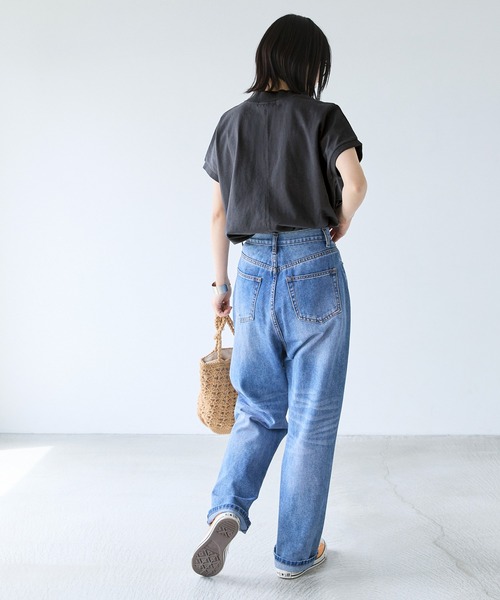 U.S. POLO ASSN.（ユーエスポロアッスン）の「U.S. POLO ASSN. /ユーエスポロアッスン 別注ワンポイント刺繍 モックネックフレンチスリーブTシャツ（Tシャツ/カットソー・レディース・ブラック/アイボリー系/ホワイト/ピンク/グリーン/ブラック×ホワイト/ベージュ/ネイビー・FREE）」の17枚目の写真