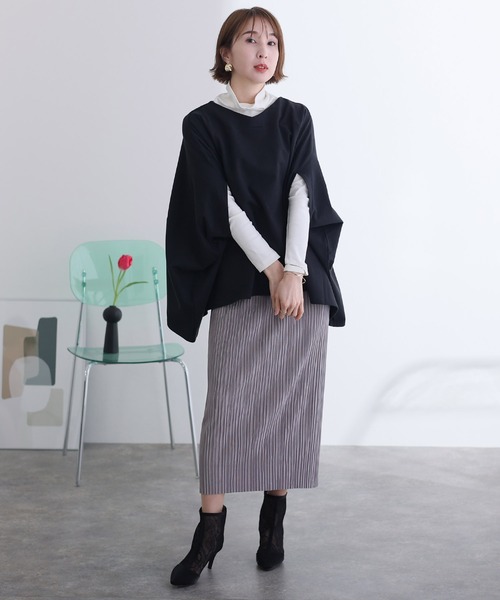 ElegChic(エレグシック)の「裏毛リラックスプルオーバー(Tシャツ/カットソー・レディース・ライトベージュ/ブラック/杢グレー・M/XL/4L)」の4枚目の写真