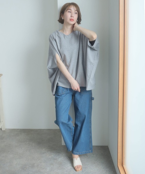 ElegChic(エレグシック)の「裏毛リラックスプルオーバー(Tシャツ/カットソー・レディース・ライトベージュ/ブラック/杢グレー・M/XL/4L)」の5枚目の写真