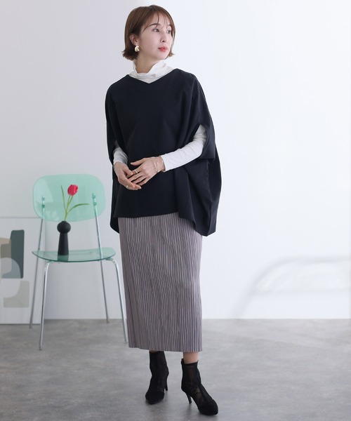 ElegChic(エレグシック)の「裏毛リラックスプルオーバー(Tシャツ/カットソー・レディース・ライトベージュ/ブラック/杢グレー・M/XL/4L)」の11枚目の写真