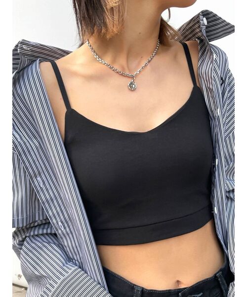 EMODA（エモダ）の「クロップドフィットキャミソール（キャミソール・レディース・ホワイト/ブラック・FREE）」の2枚目の写真