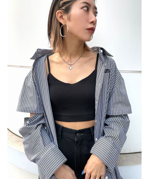 EMODA（エモダ）の「クロップドフィットキャミソール（キャミソール・レディース・ホワイト/ブラック・FREE）」の5枚目の写真