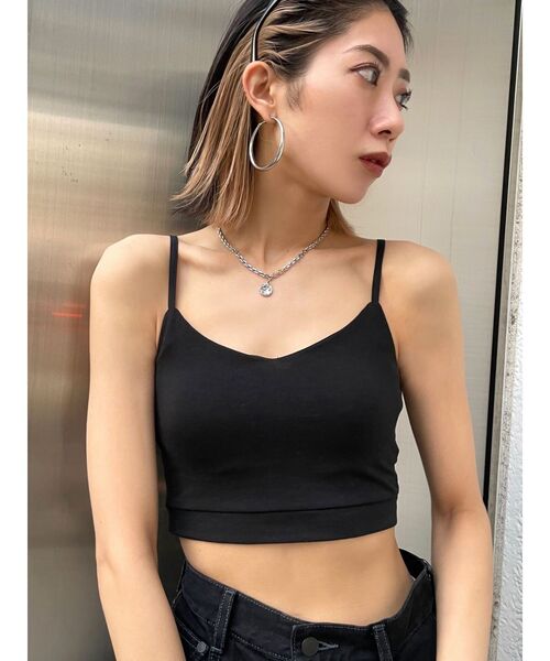 EMODA（エモダ）の「クロップドフィットキャミソール（キャミソール・レディース・ホワイト/ブラック・FREE）」の6枚目の写真