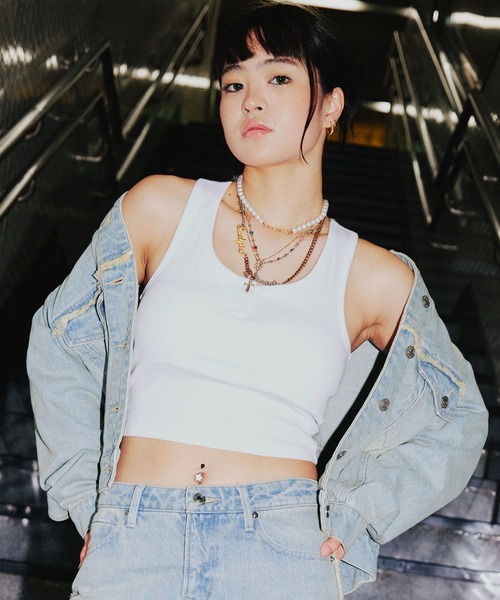 atmos pink(アトモスピンク)の「atmos pink ベーシックリブタンク(タンクトップ・レディース・ブラック/ホワイト/グレー・M/S)」の1枚目の写真