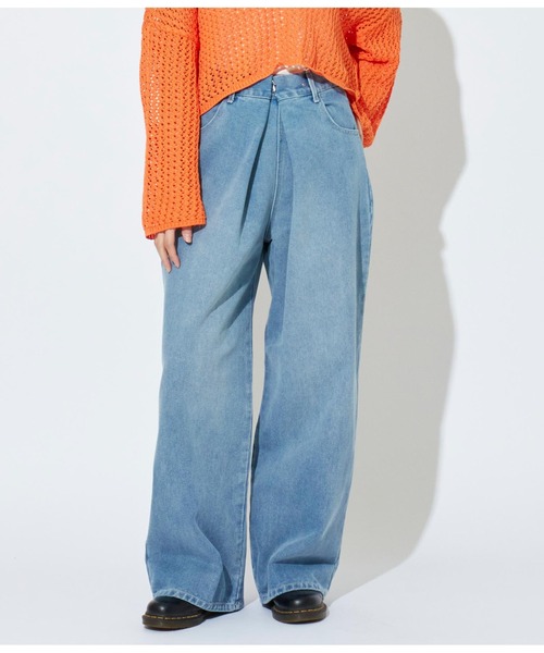 ANLIBERTY ANAP（アンリバティアナップ）の「センターホックデニムワイドパンツ（デニムパンツ・レディース・ブラック/ブルー・M/S）」の2枚目の写真