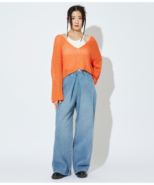ANLIBERTY ANAP（アンリバティアナップ）の「センターホックデニムワイドパンツ（デニムパンツ・レディース・ブラック/ブルー・M/S）」の9枚目の写真