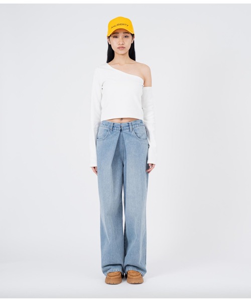 ANLIBERTY ANAP（アンリバティアナップ）の「センターホックデニムワイドパンツ（デニムパンツ・レディース・ブラック/ブルー・M/S）」の3枚目の写真
