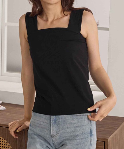 extreme cashmere】 ベージュ スクエアネック タンクトップ