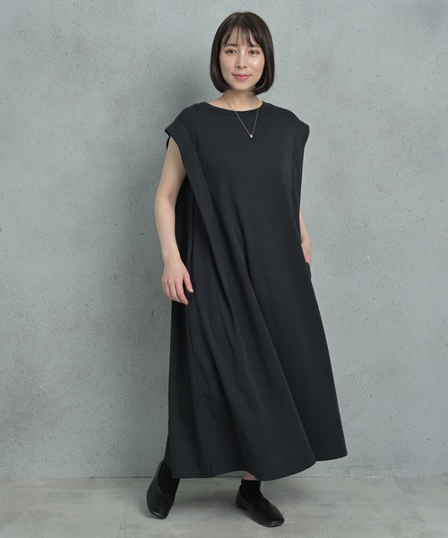 Arinomama（アリノママ）の「Arinomama スムースシルケット肩タックワンピース（ワンピース・レディース・ブルー/ブラック/グリーン・FREE）」の10枚目の写真