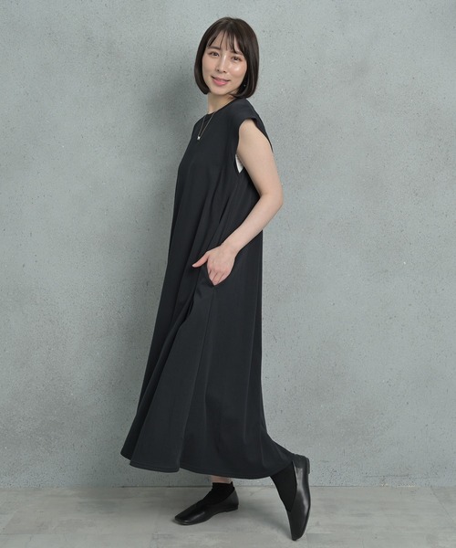 Arinomama（アリノママ）の「Arinomama スムースシルケット肩タックワンピース（ワンピース・レディース・ブルー/ブラック/グリーン・FREE）」の13枚目の写真