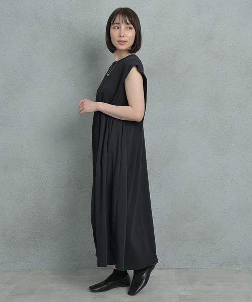 Arinomama（アリノママ）の「Arinomama スムースシルケット肩タックワンピース（ワンピース・レディース・ブルー/ブラック/グリーン・FREE）」の12枚目の写真