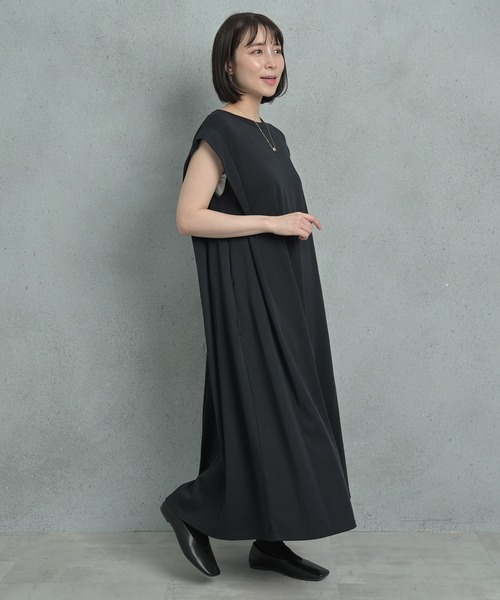 Arinomama（アリノママ）の「Arinomama スムースシルケット肩タックワンピース（ワンピース・レディース・ブルー/ブラック/グリーン・FREE）」の14枚目の写真