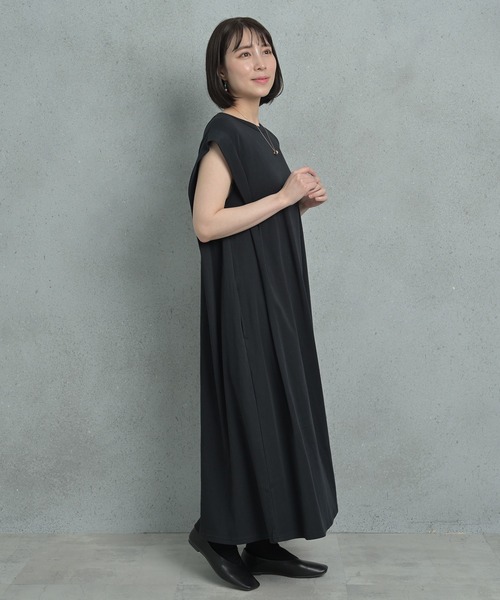 Arinomama（アリノママ）の「Arinomama スムースシルケット肩タックワンピース（ワンピース・レディース・ブルー/ブラック/グリーン・FREE）」の15枚目の写真