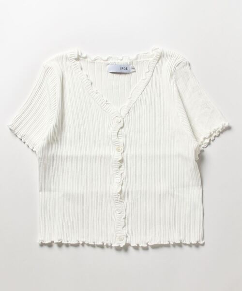 urge:(アージコロン )の「【URGE:】メロウ フリル 半袖 リブ トップス カーディガン(カーディガン/ボレロ・レディース・オレンジ/ブルー/パープル/ホワイト/ブラック・SMALL/MEDIUM/LARGE)」の8枚目の写真