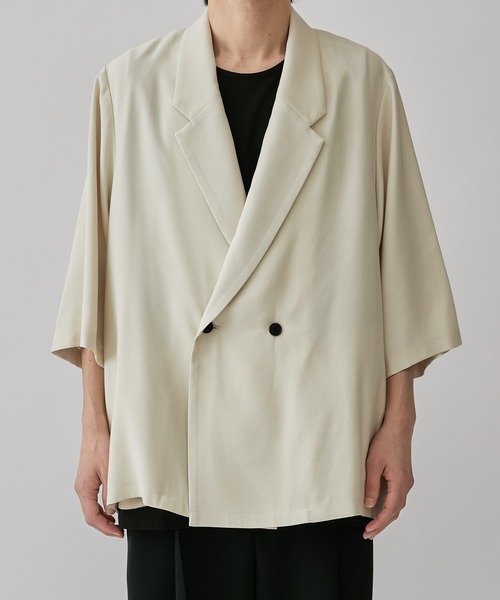 Lui's(ルイス)の「5分袖ダブルジャケット(テーラードジャケット・メンズ・チャコールグレー/ブラック/ホワイト系その他・M/S)」の9枚目の写真