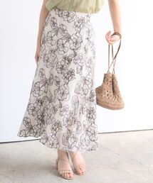 楊柳刺繍フレアースカート