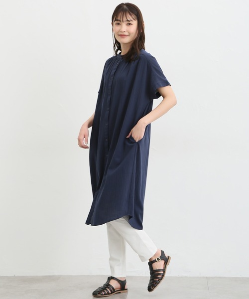 Honeys（ハニーズ）の「マオカラーワンピース（シャツワンピース・レディース・ブルー/モカ/カーキ/ブラック・LL/M/L）」の20枚目の写真