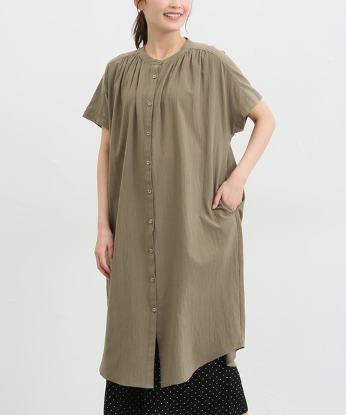 Honeys（ハニーズ）の「マオカラーワンピース（シャツワンピース・レディース・ブルー/モカ/カーキ/ブラック・LL/M/L）」の15枚目の写真