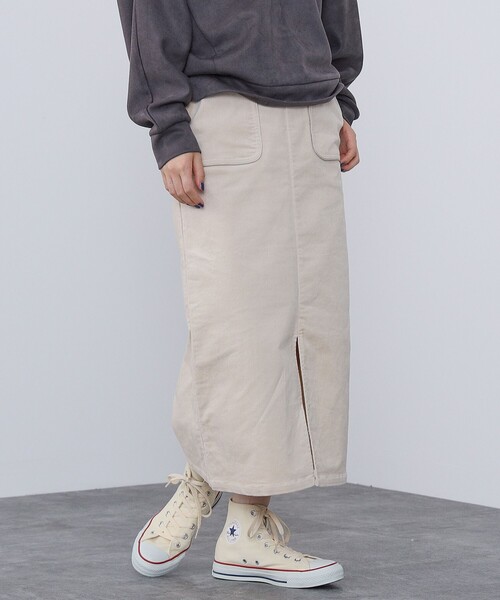 BEAMS HEART（ビームスハート）の「BEAMS HEART / 細コーデュロイ タイトロングスカート（スカート・レディース・パープル系その他5/ホワイト系その他5/ブラック・SMALL/MEDIUM）」の2枚目の写真