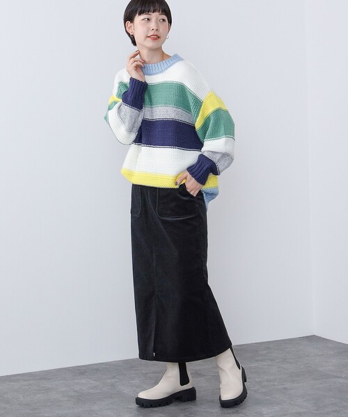 BEAMS HEART（ビームスハート）の「BEAMS HEART / 細コーデュロイ タイトロングスカート（スカート・レディース・パープル系その他5/ホワイト系その他5/ブラック・SMALL/MEDIUM）」の8枚目の写真