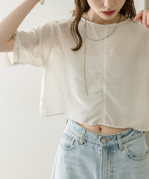 mystic(ミスティック)の「オーガンジーシアーTブラウス(シャツ/ブラウス・レディース・ブラック/ピンク/アイボリー・FREE)」の15枚目の写真