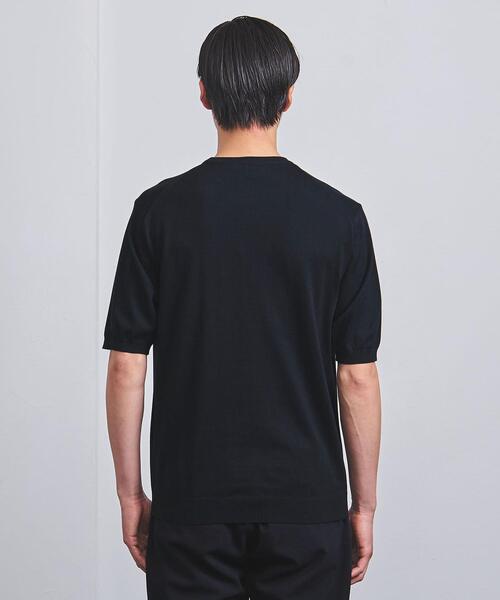 BEAMS F コットンショートスリーブニット ネイビー サイズ48 BEAMS F コットンショートスリーブニット ネイビー サイズ48