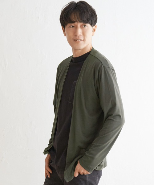 ikka（イッカ）の「バイカラーボタンレスカーディガン（カーディガン/ボレロ・メンズ・ベージュ/ライトグレー/オリーブ/ネイビー・L/XL/M/S）」の7枚目の写真
