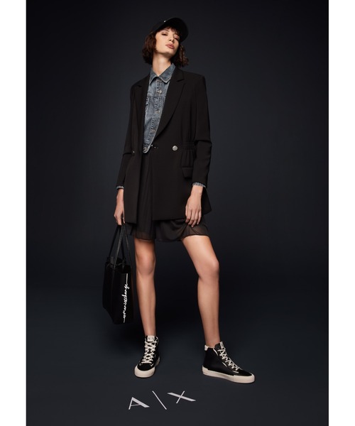 ARMANI EXCHANGE（アルマーニエクスチェンジ）の「【A|X アルマーニ エクスチェンジ】スリーブボタン　デニムジャケット（デニムジャケット・レディース・インディゴブルー・LARGE/MEDIUM/SMALL/X-SMALL）」の3枚目の写真