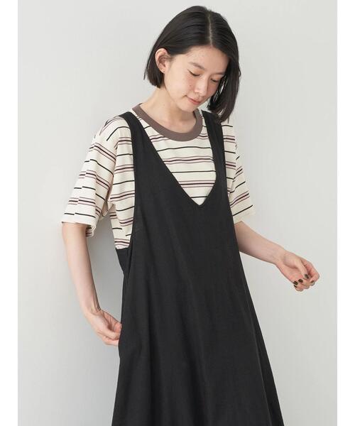 AMERICAN HOLIC(アメリカンホリック)の「半袖マルチボーダーカットプルオーバー(Tシャツ/カットソー・レディース・アイボリー/ブラウン・M/L)」の5枚目の写真