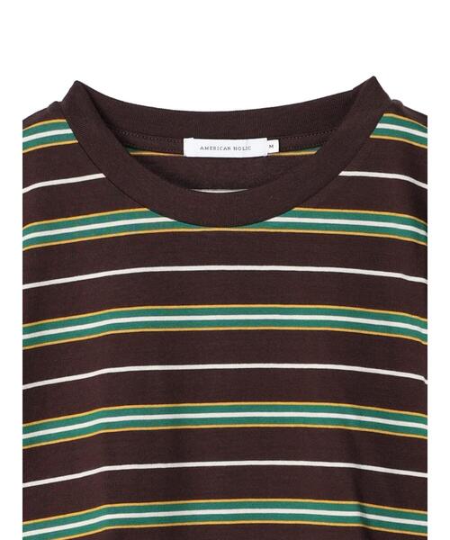 AMERICAN HOLIC(アメリカンホリック)の「半袖マルチボーダーカットプルオーバー(Tシャツ/カットソー・レディース・アイボリー/ブラウン・M/L)」の18枚目の写真